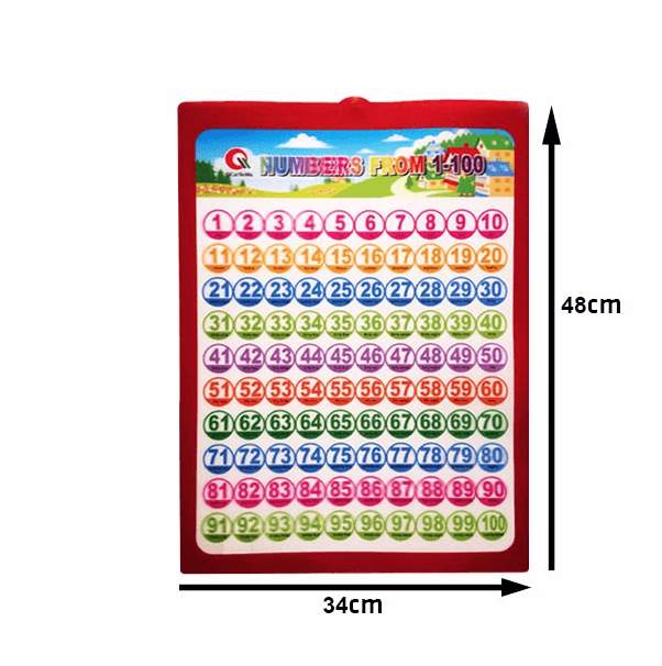 لوحة بلاستيك 3D أرقام 1-100 للأطفال