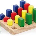 لعبة اشكال هندسية ملونة - لعبة تعليمية خشبية لتنمية المهارات البصرية