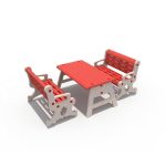 ترابيزة أطفال مع مقعدين ثنائي – أحمر