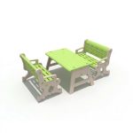 ⁦ترابيزة أطفال + 2 مقعد ثنائي (لبني - أخضر- برتقالي)⁩ - الصورة ⁦2⁩